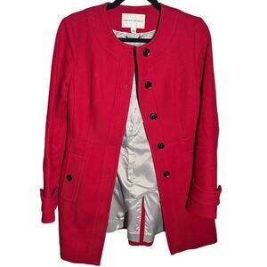 Banana Republic Women's Crimson Red Coat Buttons Size Small Valentine's Day